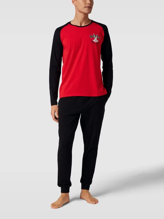 Auslauf ✔️ BOSS Pyjama Mit Label-Details Modell 'Long Set' - Rot ? 1 Auslauf ✔️ BOSS Pyjama Mit Label-Details Modell 'Long Set' - Rot ?
