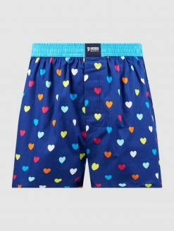 Rabatt ❤️ Happy Shorts Boxershorts Mit Allover-Muster - Dunkelblau ✨