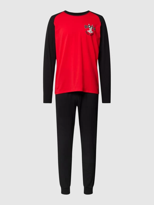 Auslauf ✔️ BOSS Pyjama Mit Label-Details Modell 'Long Set' - Rot ? 2 Auslauf ✔️ BOSS Pyjama Mit Label-Details Modell 'Long Set' - Rot ? – Bild 2